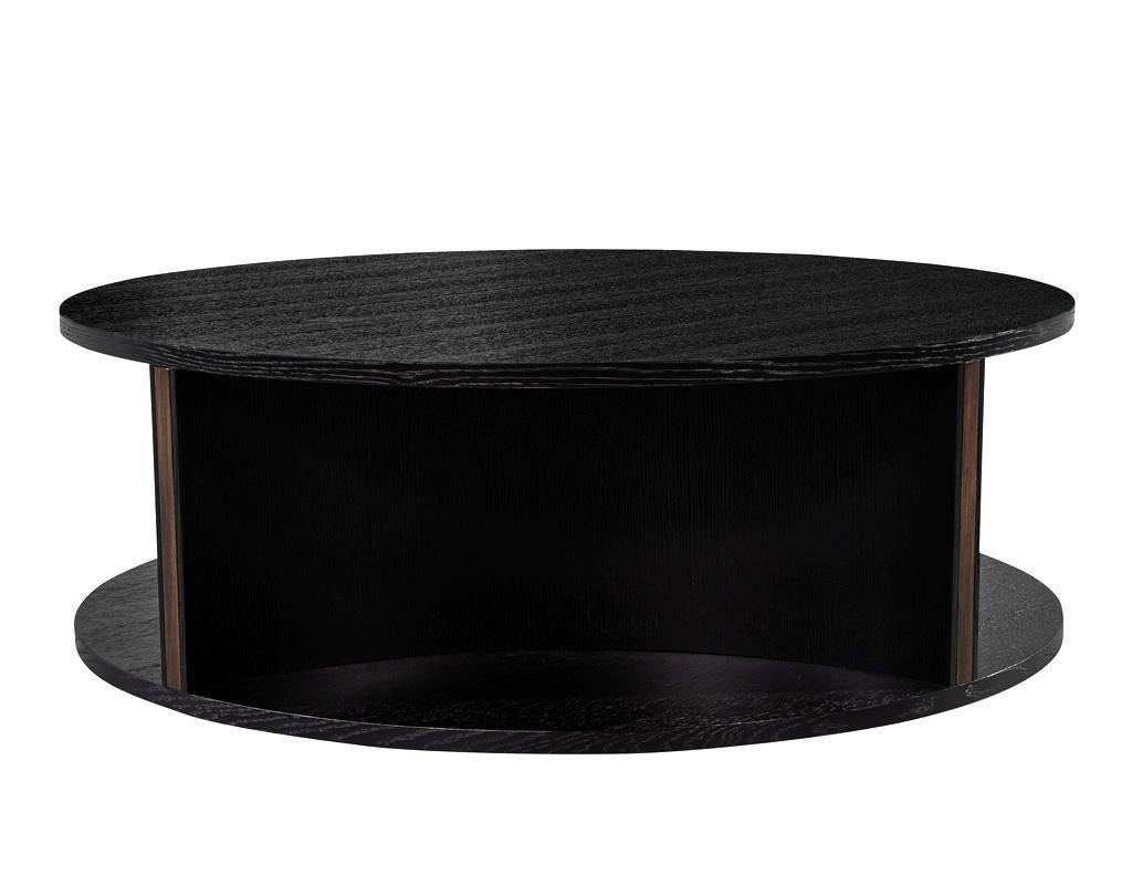 Modern Round Ebonized Oak Coffee Table For Sale 5