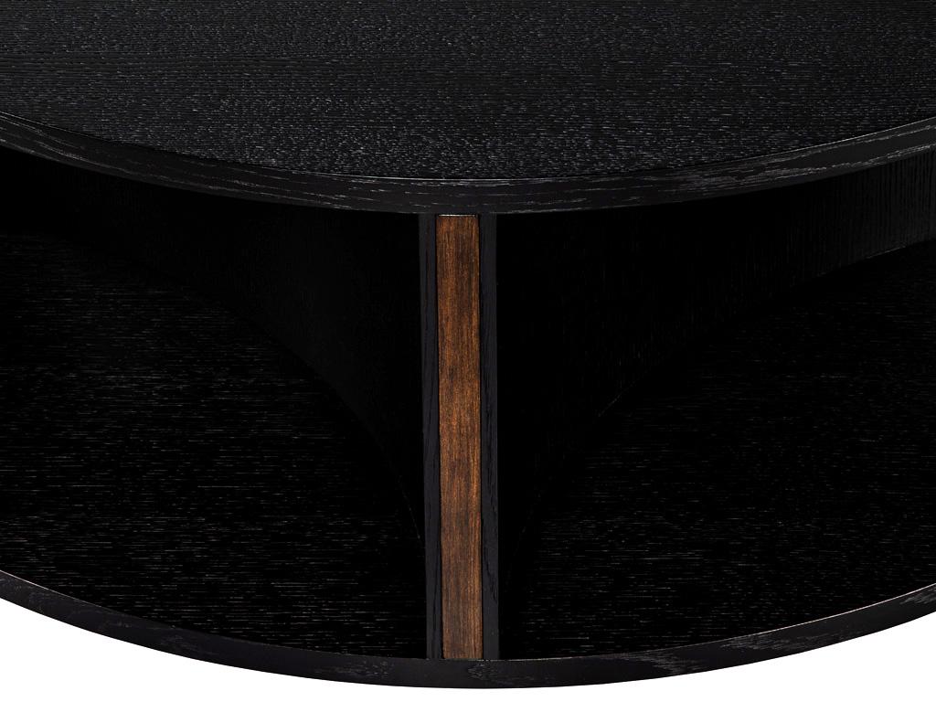 Modern Round Ebonized Oak Coffee Table In Excellent Condition For Sale In North York, ON