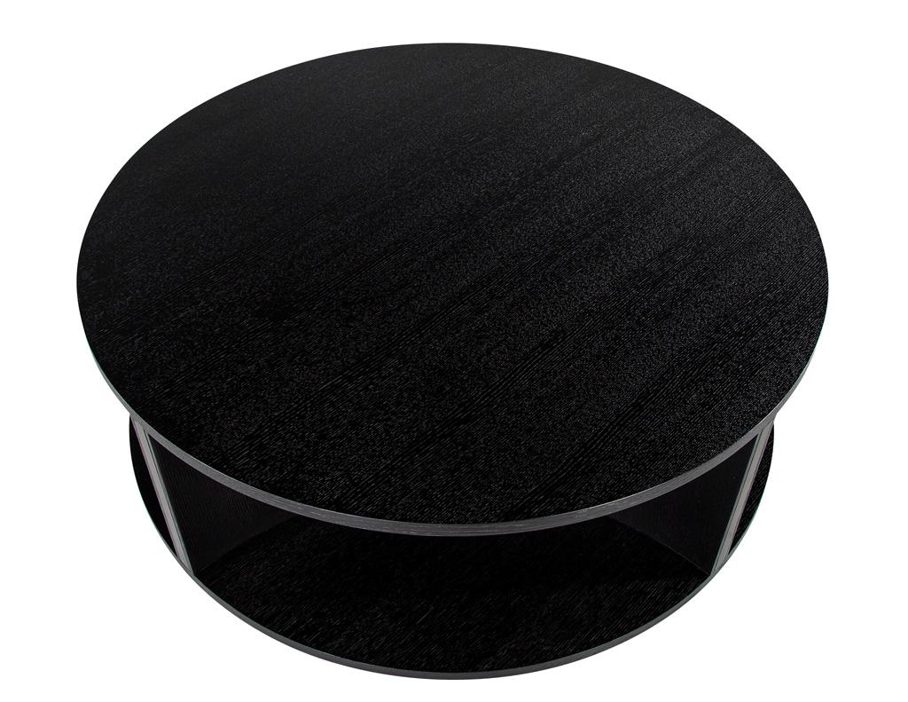 Contemporary Modern Round Ebonized Oak Coffee Table For Sale