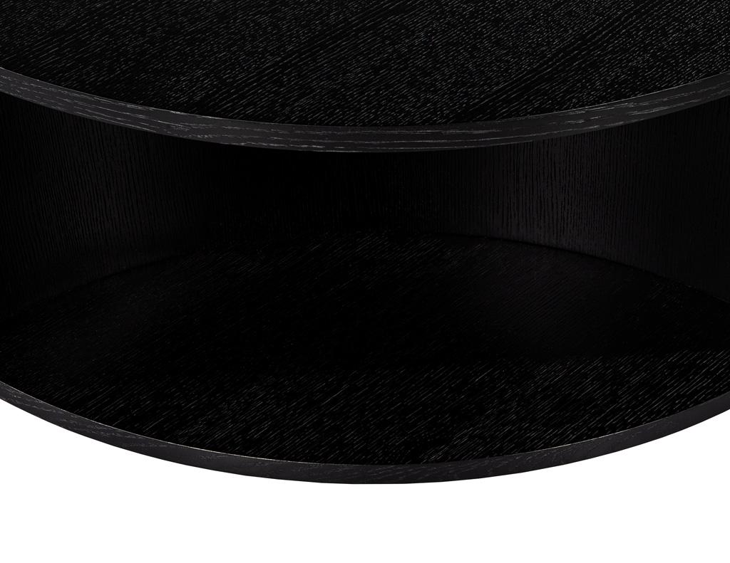 Modern Round Ebonized Oak Coffee Table For Sale 2