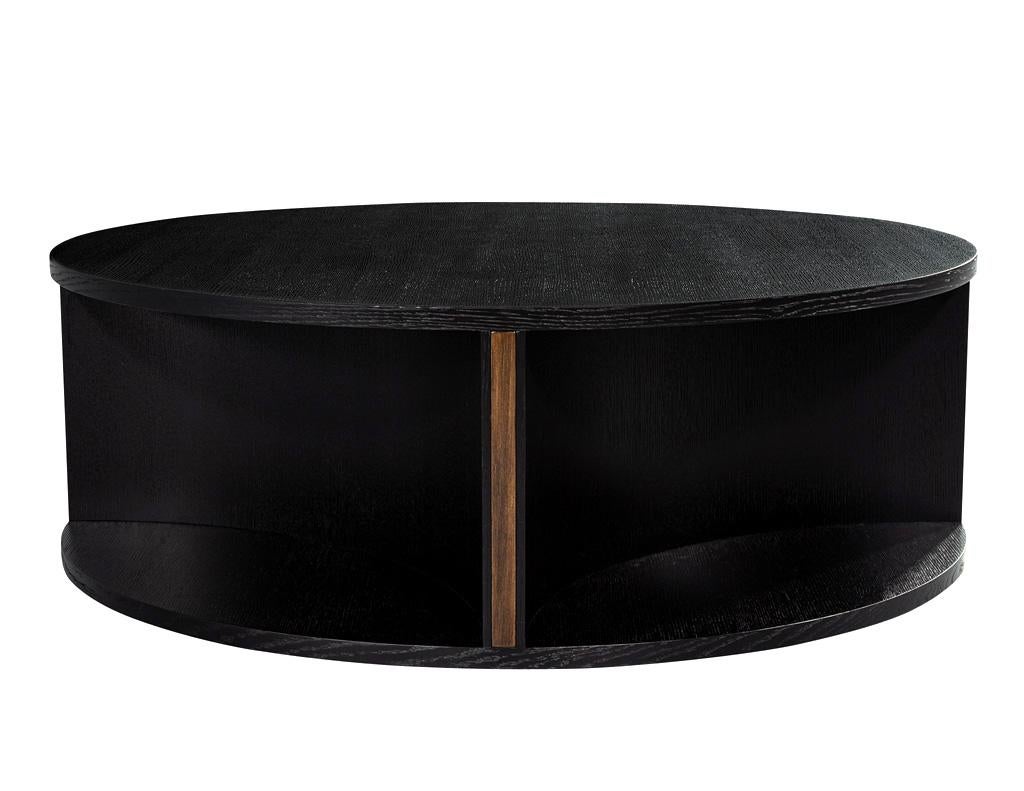 Modern Round Ebonized Oak Coffee Table For Sale 3