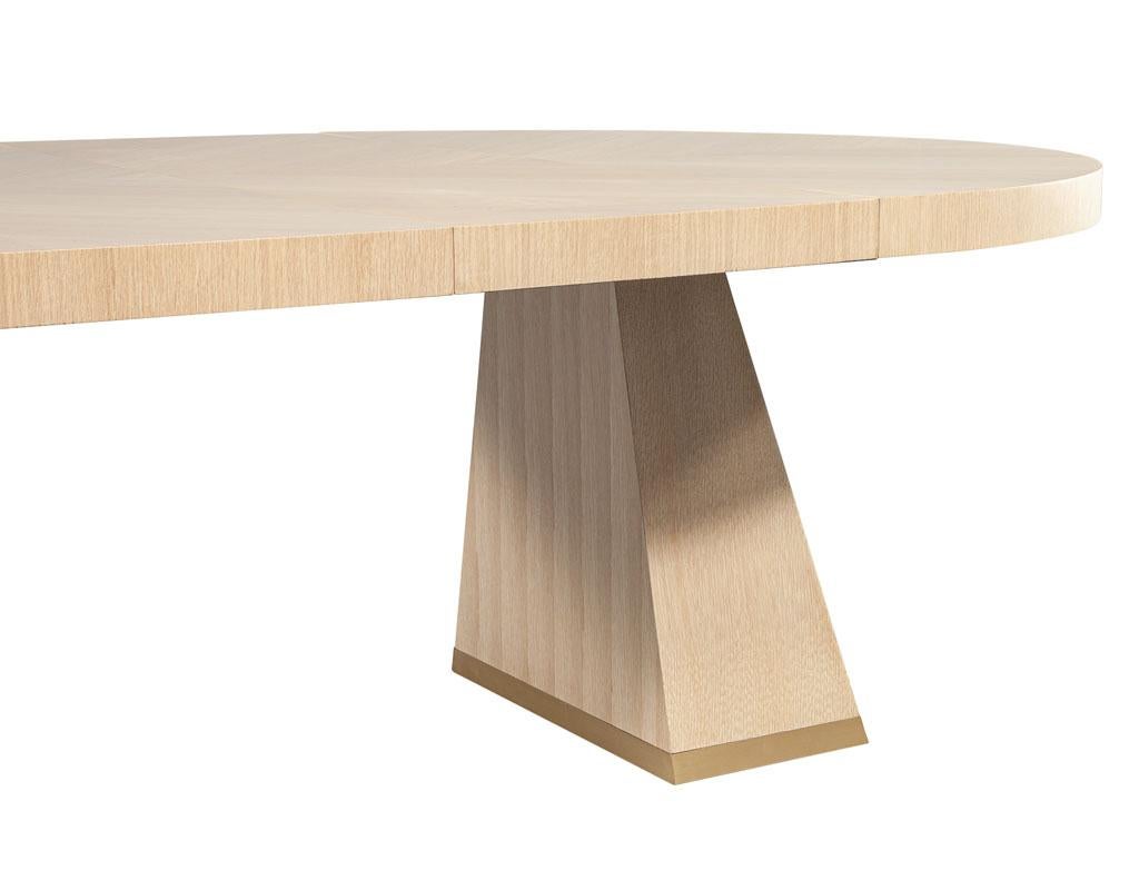 Modern Round Extendable Oak Dining Table For Sale 4