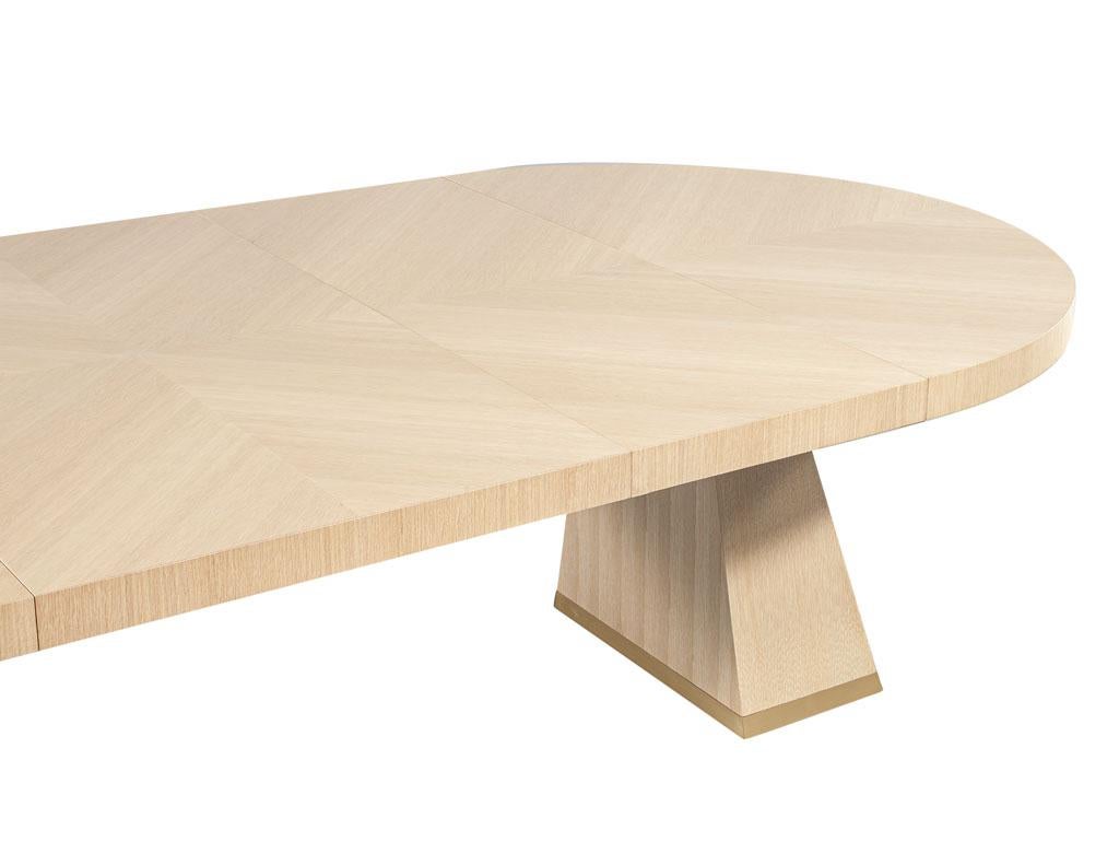 Modern Round Extendable Oak Dining Table For Sale 6