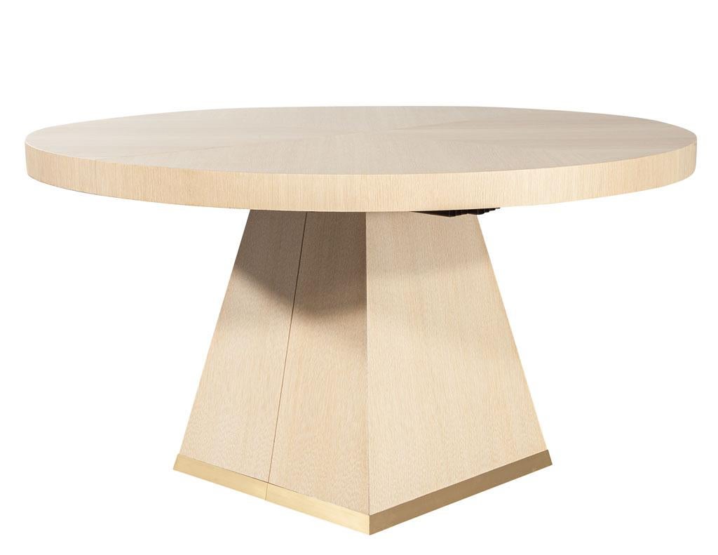 Modern Round Extendable Oak Dining Table For Sale 8