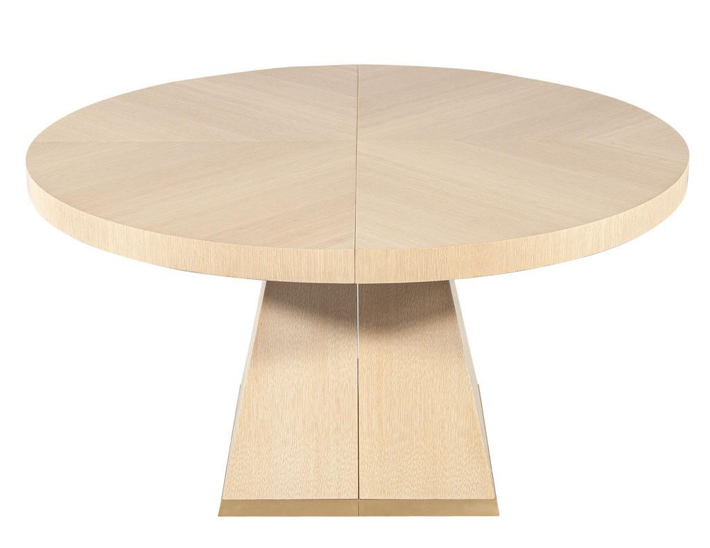 Modern Round Extendable Oak Dining Table For Sale 9