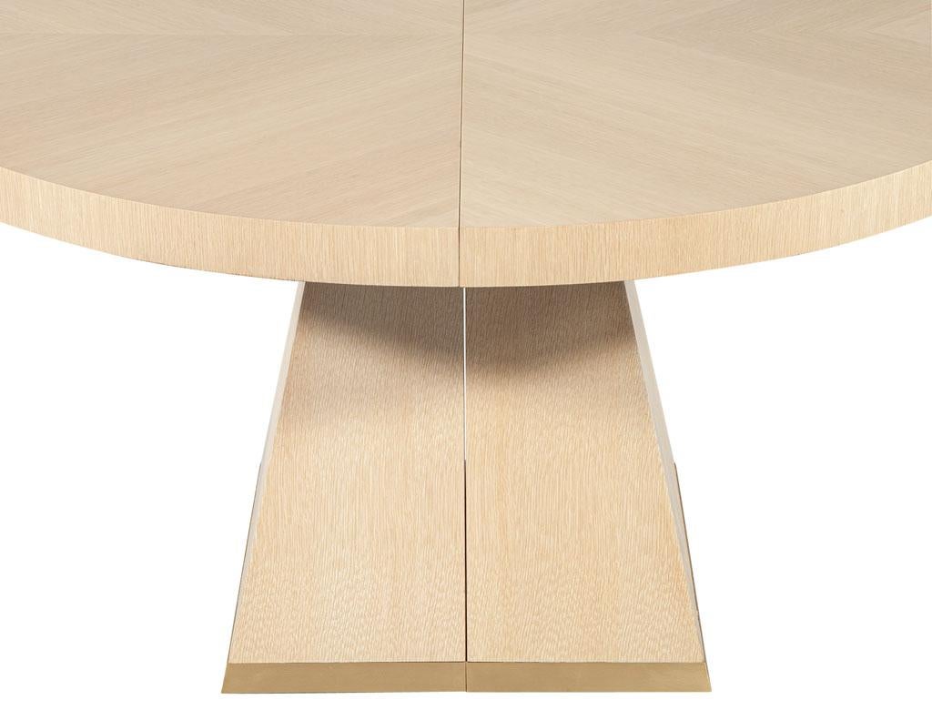 Modern Round Extendable Oak Dining Table For Sale 10