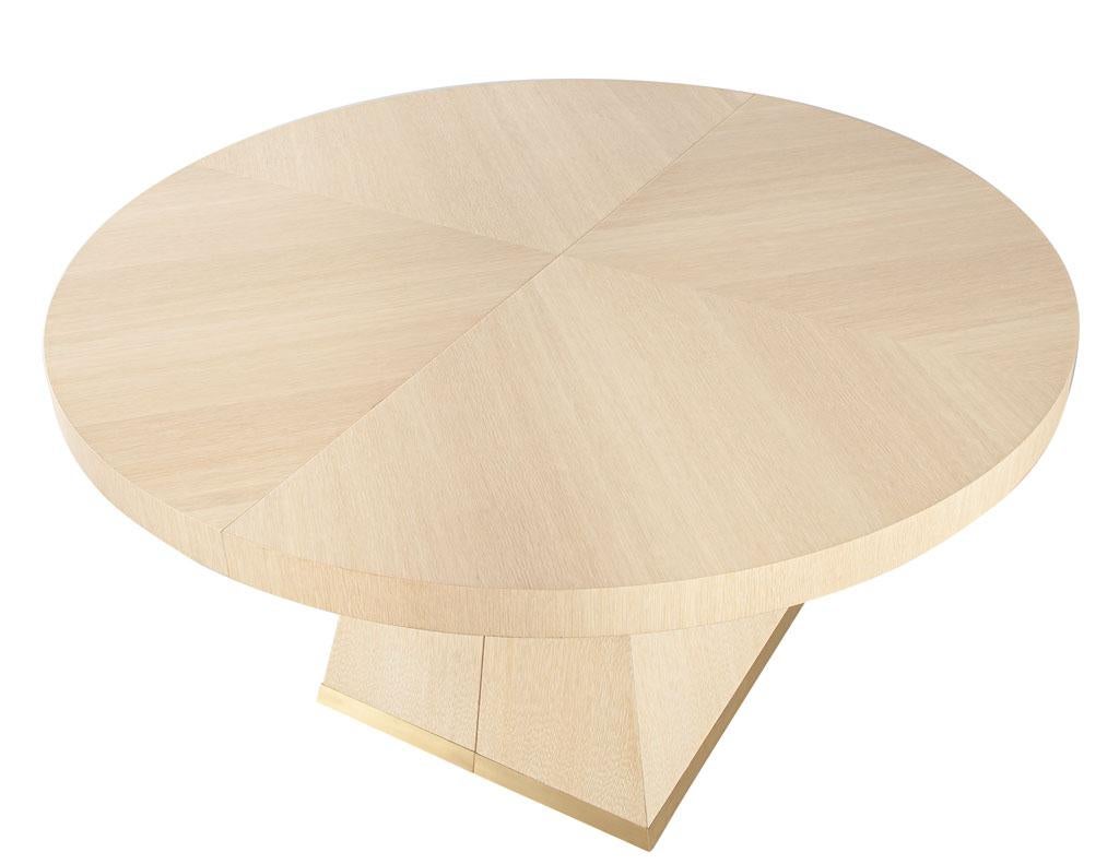 Hand-Crafted Modern Round Extendable Oak Dining Table For Sale