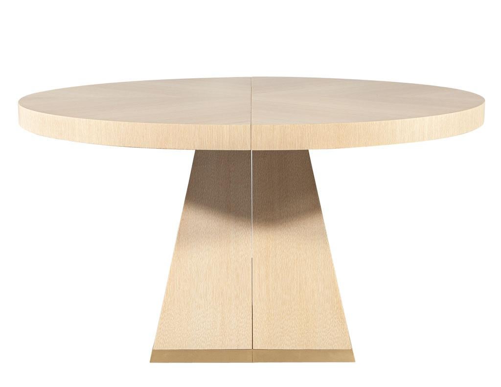 Contemporary Modern Round Extendable Oak Dining Table For Sale