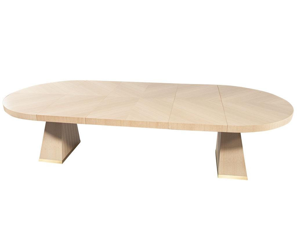 Metal Modern Round Extendable Oak Dining Table For Sale
