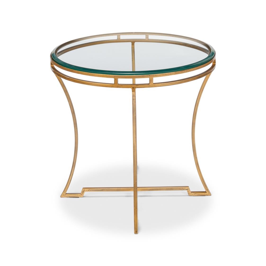 Asian Modern Round Gilded End Table - 24 For Sale