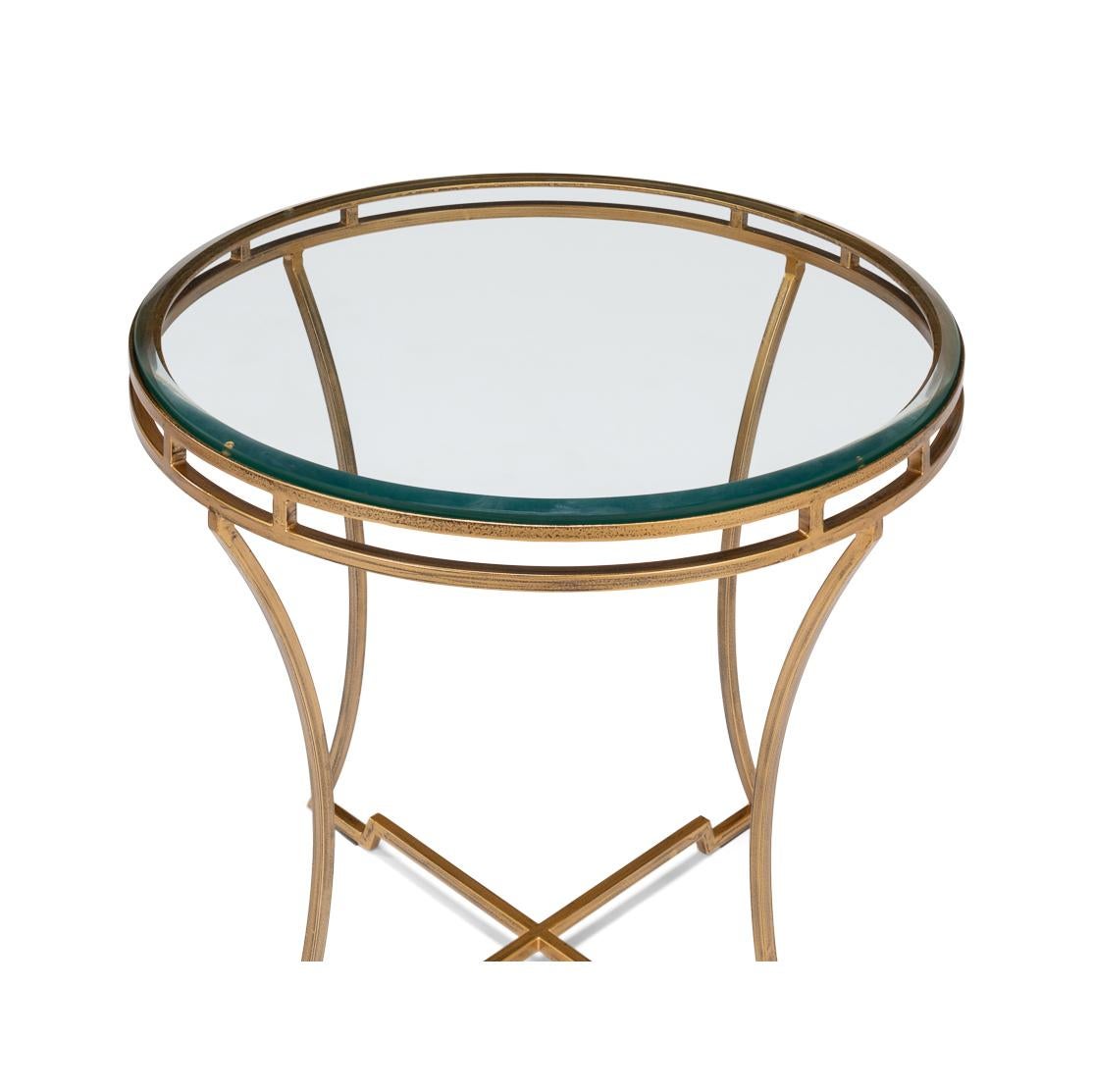Modern Round Gilded End Table - 24 In New Condition For Sale In Westwood, NJ