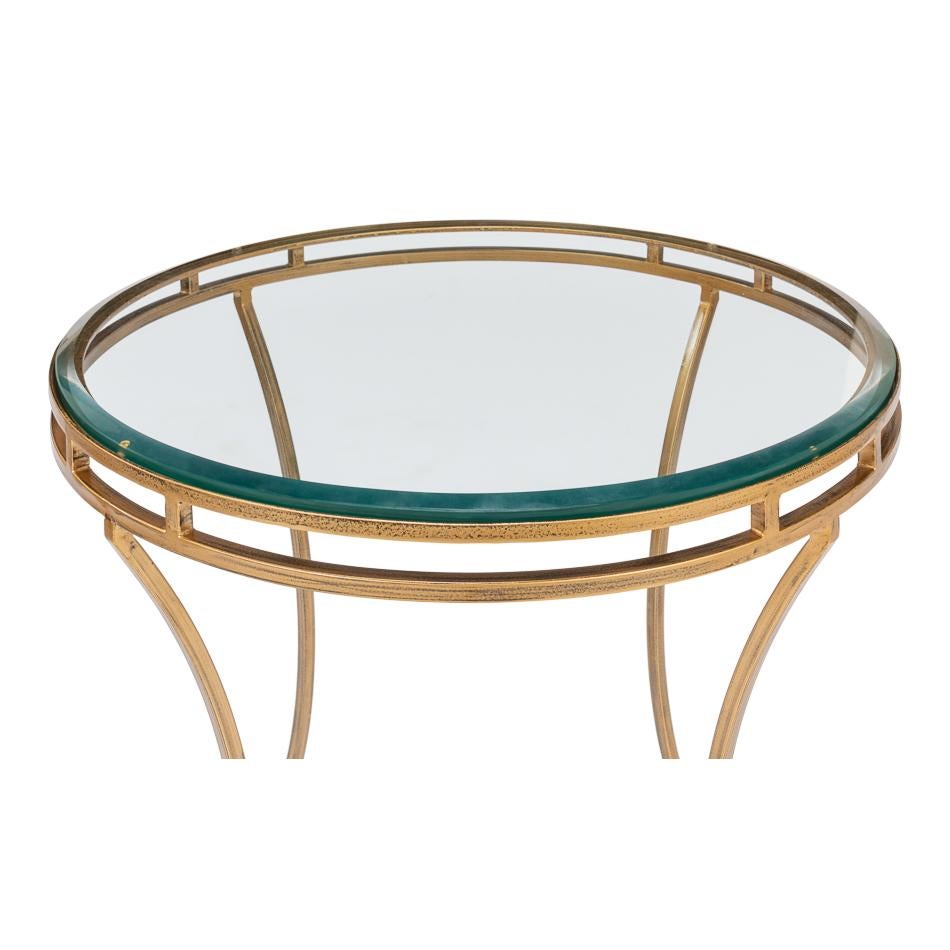 Contemporary Modern Round Gilded End Table - 24 For Sale