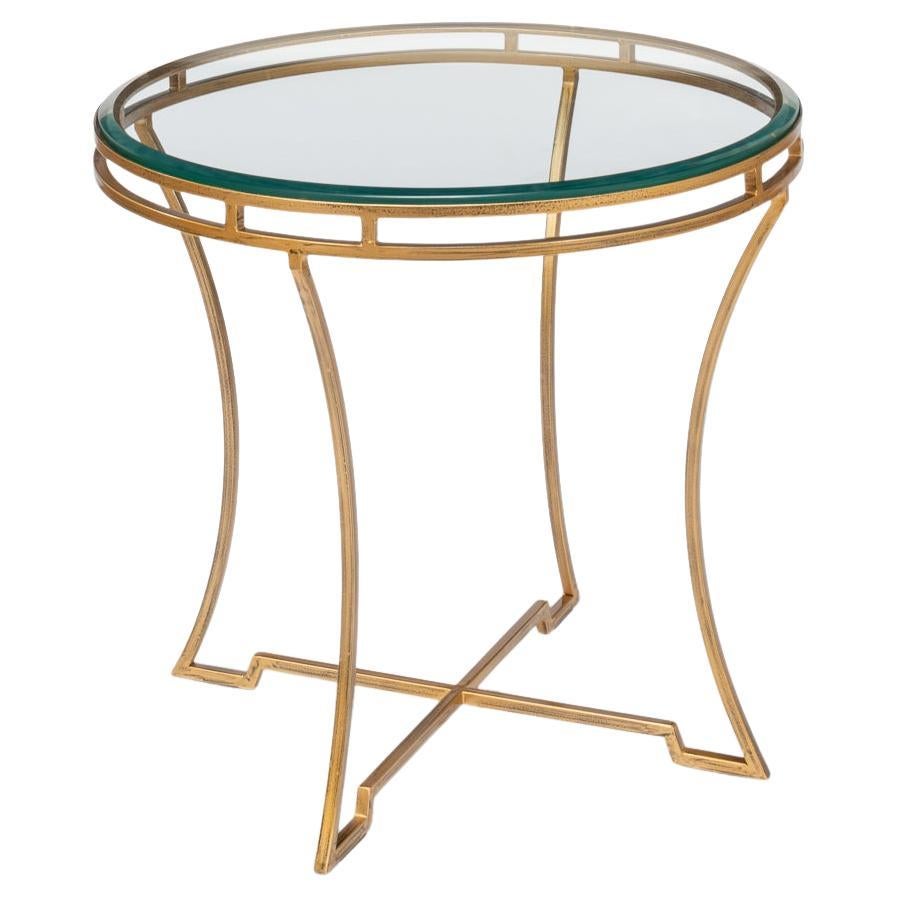 Modern Round Gilded End Table - 24 For Sale