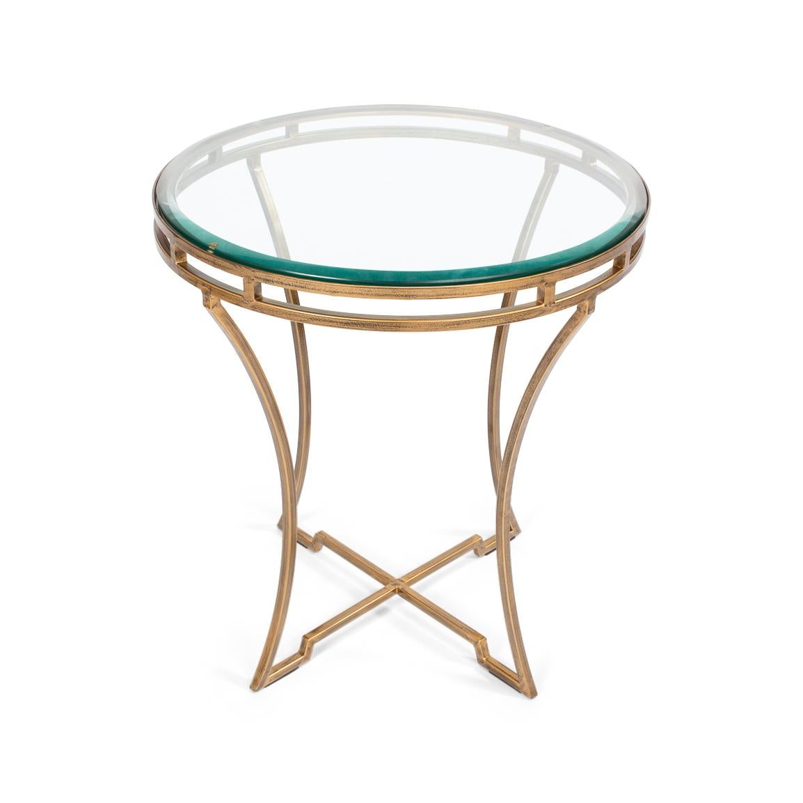 Asian Modern Round Gilded End Table For Sale