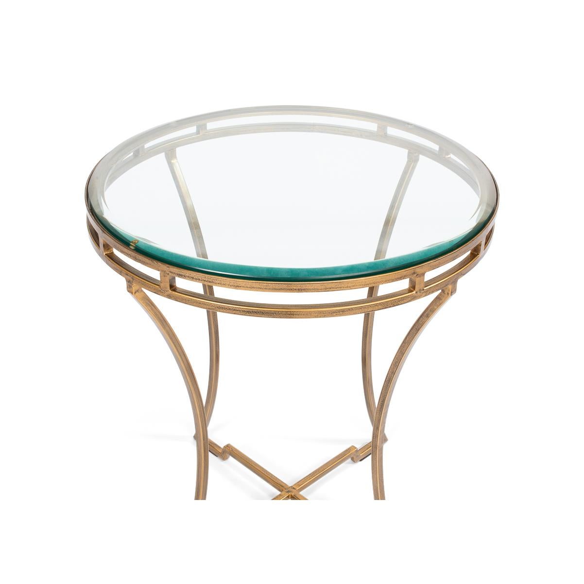Modern Round Gilded End Table In New Condition For Sale In Westwood, NJ