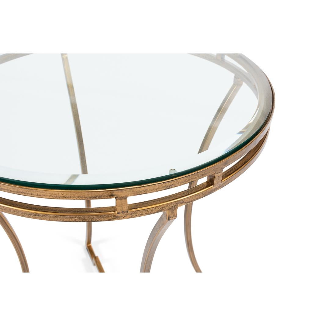 Contemporary Modern Round Gilded End Table For Sale