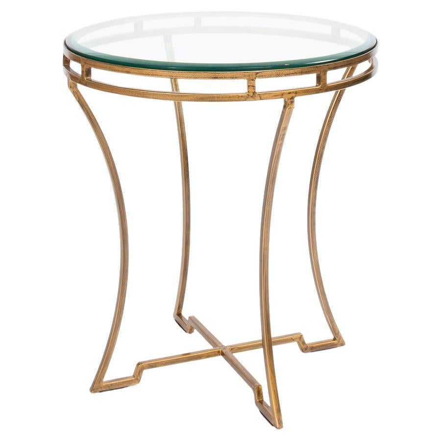 Modern Round Gilded End Table For Sale
