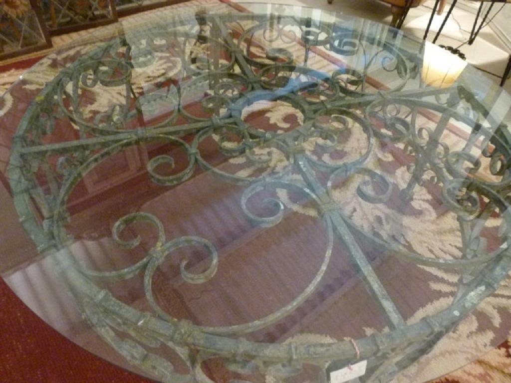 Modern  Old and New Round Glass Coffee Table