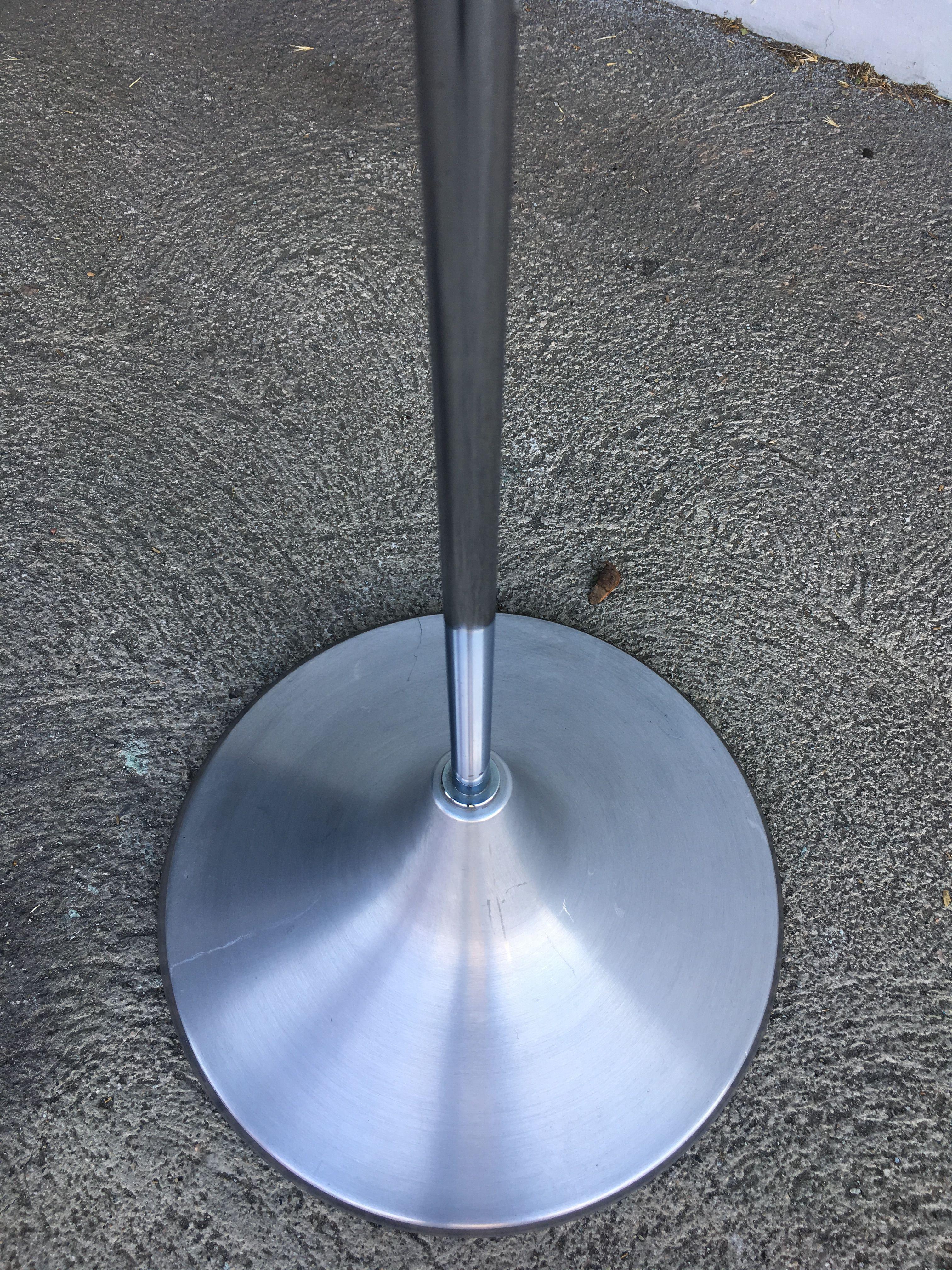 Modern Round Glass Side Table with Spun Aluminum Cone Base In Excellent Condition For Sale In Van Nuys, CA