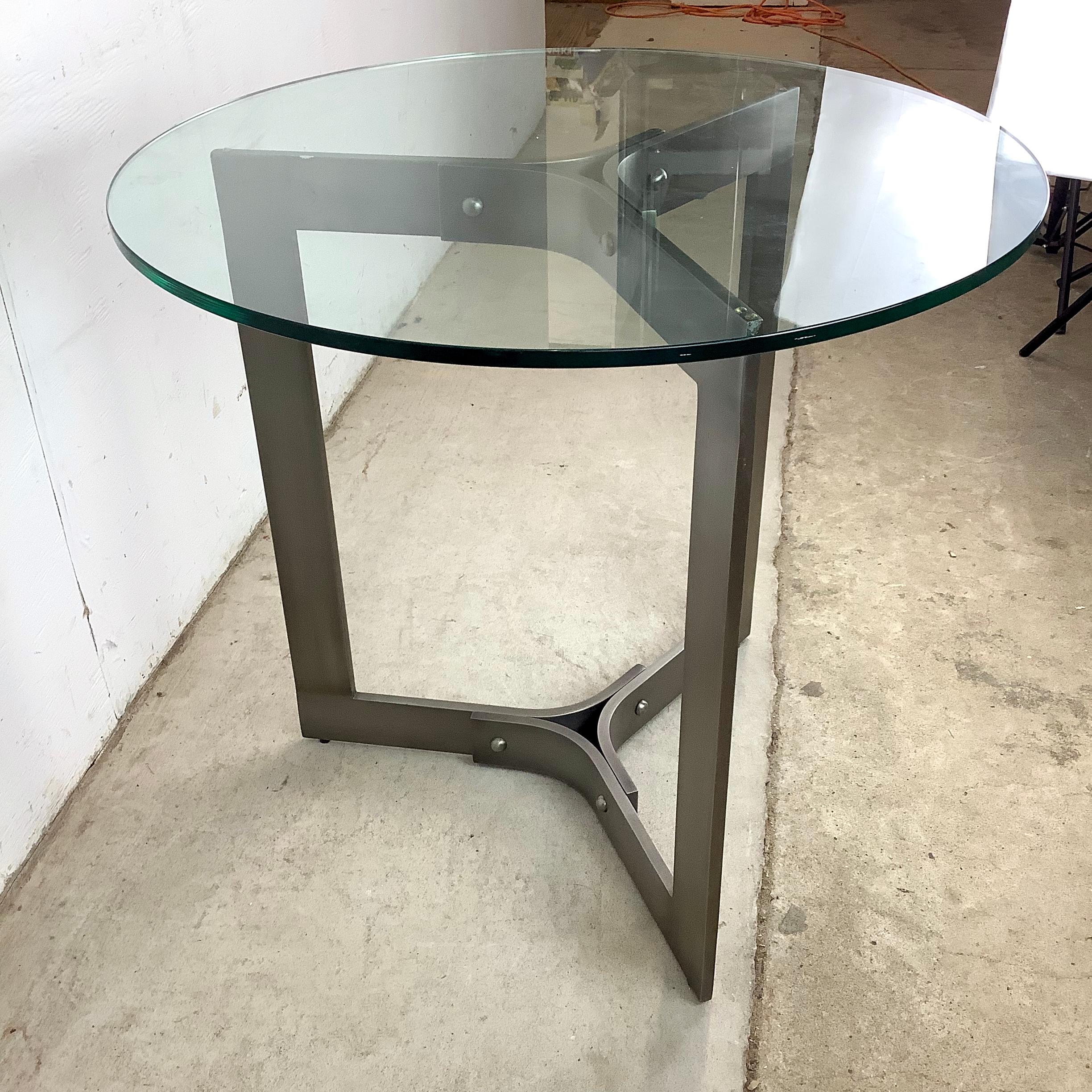 Contemporary Modern Round Glass Top Side Table