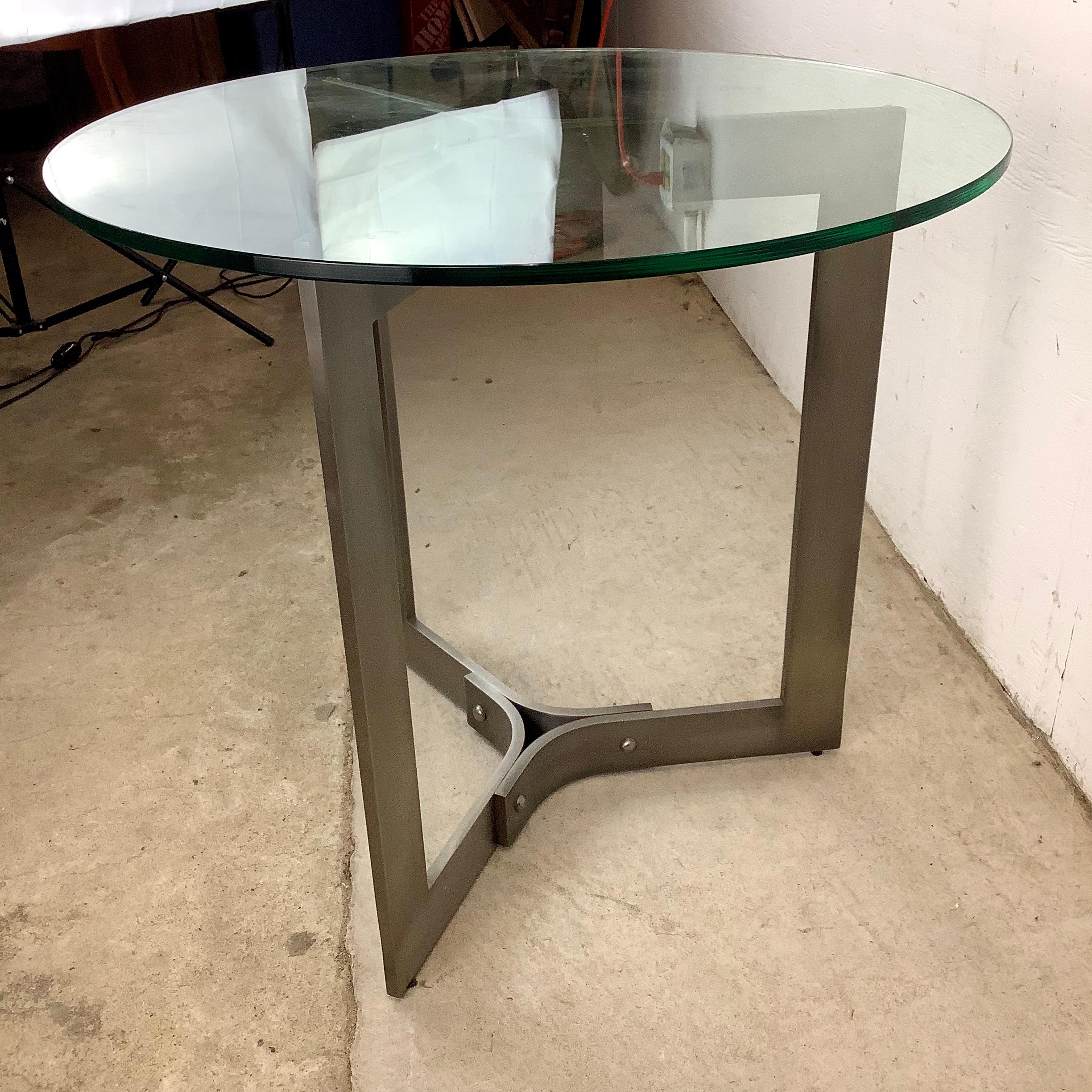 Metal Modern Round Glass Top Side Table