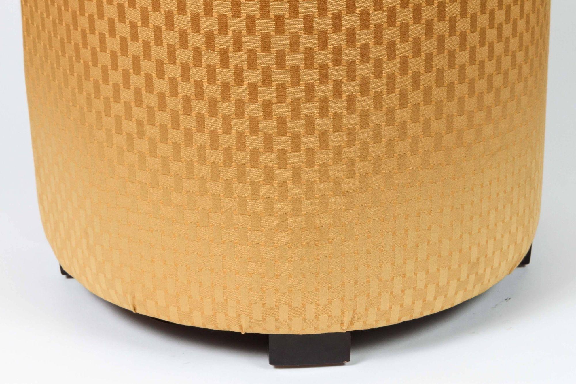 Hollywood Regency Modern Round Gold Moroccan Pouf For Sale
