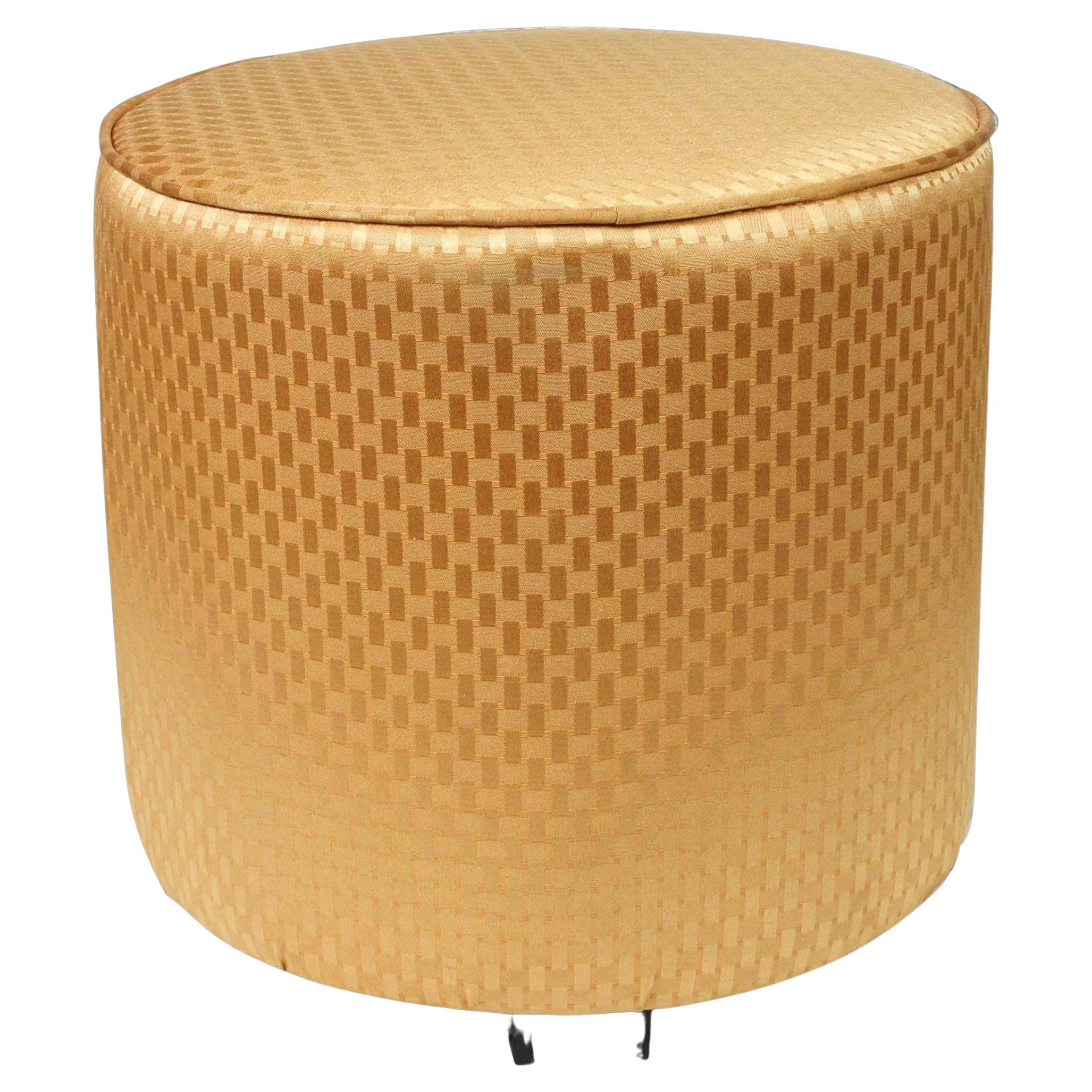 Modern Round Gold Moroccan Pouf For Sale