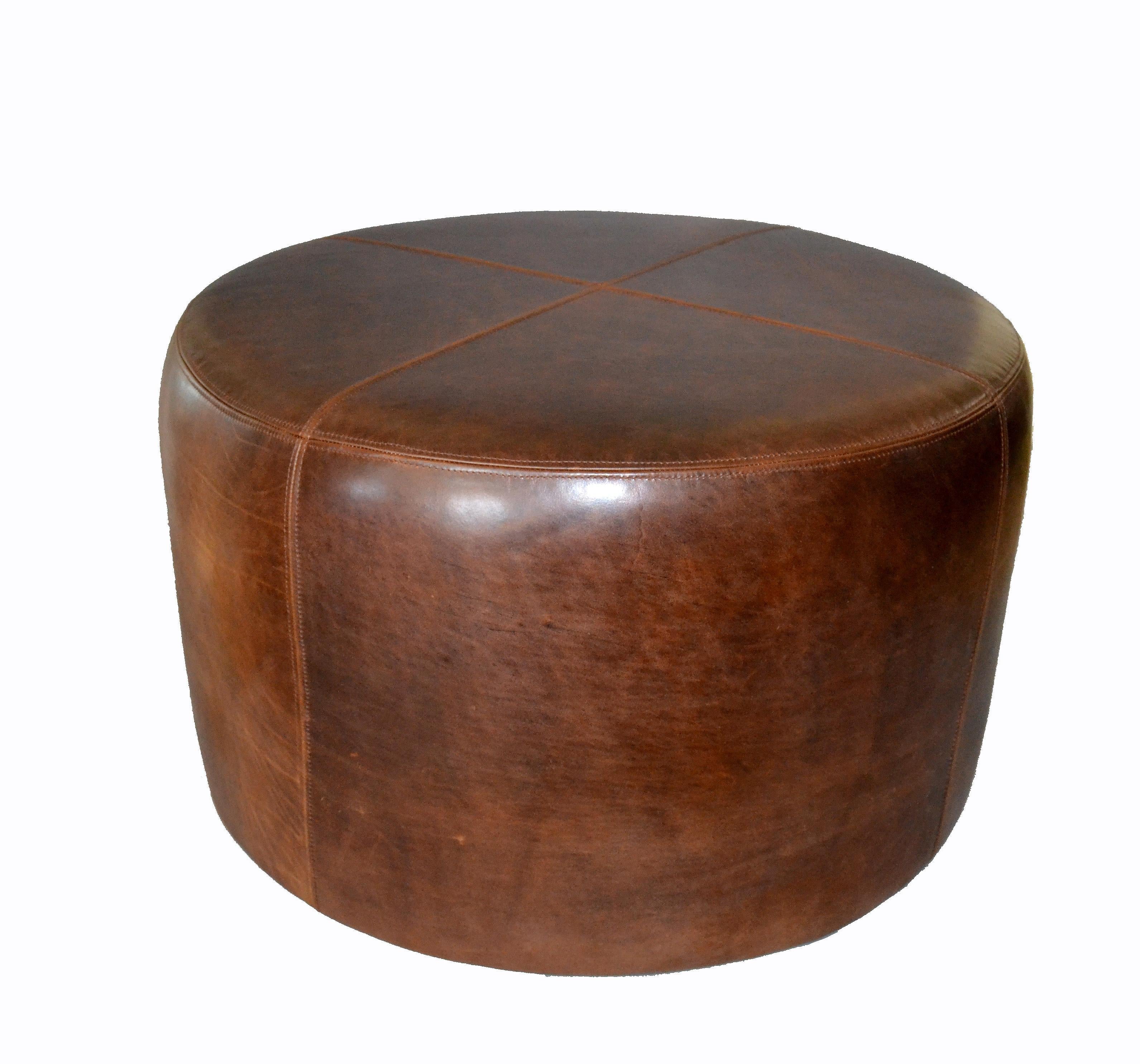 antique leather ottoman