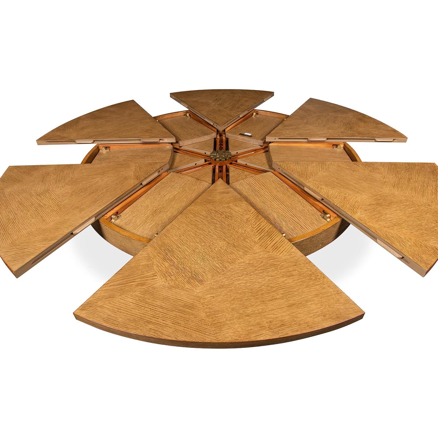 Vietnamese Modern Round Dining Table, Oak Finish For Sale