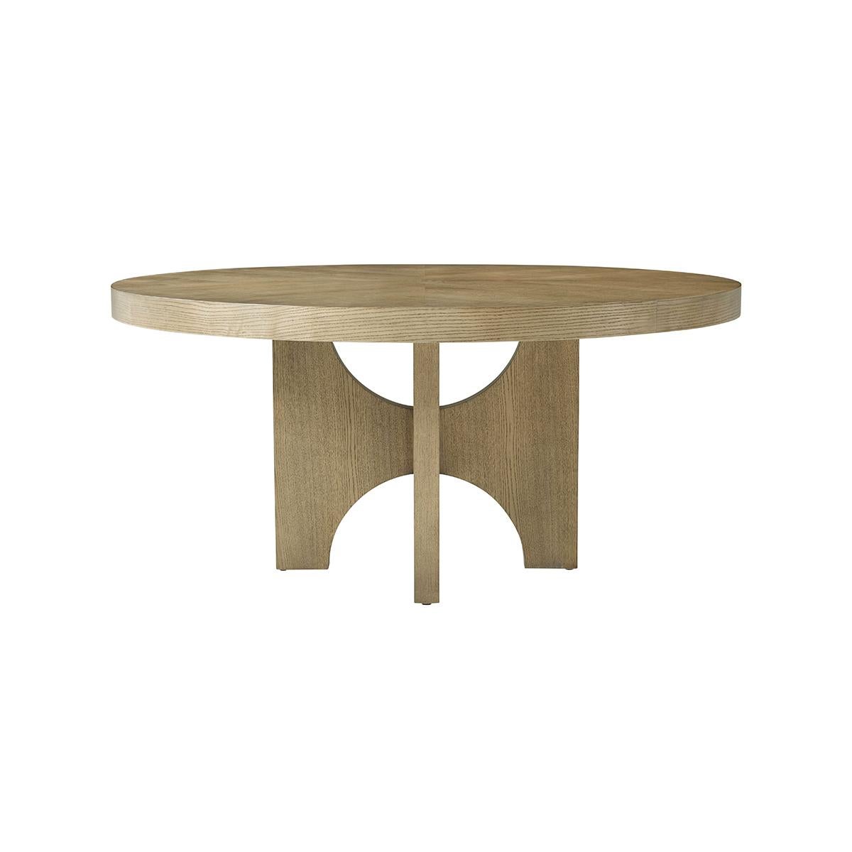 Contemporary Modern Round Light Ash Dining Table For Sale