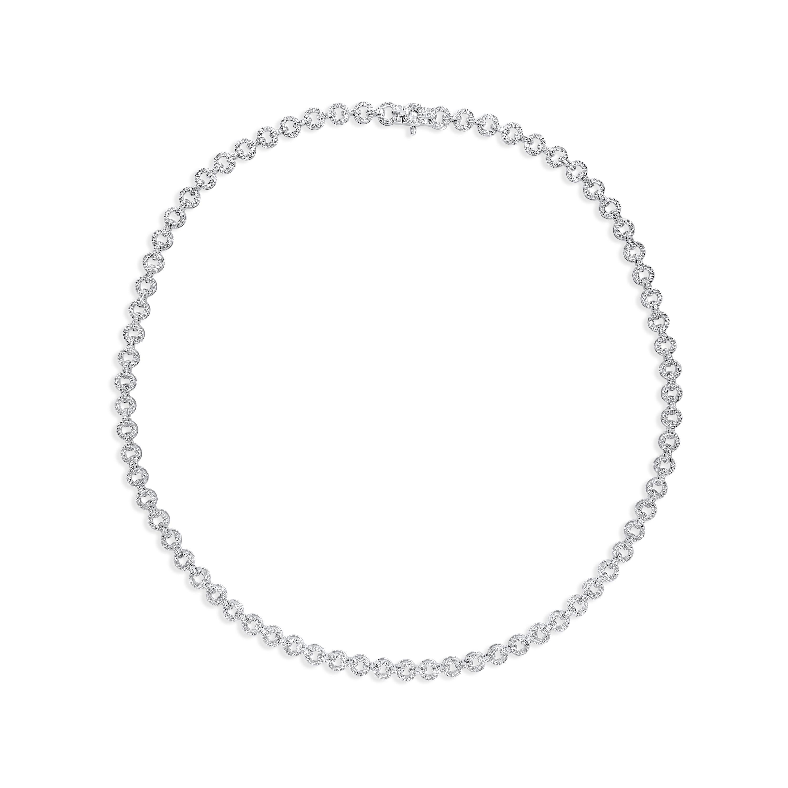 Brilliant Cut Diamond Circle Link Necklace 20 inch In New Condition For Sale In Houston, TX