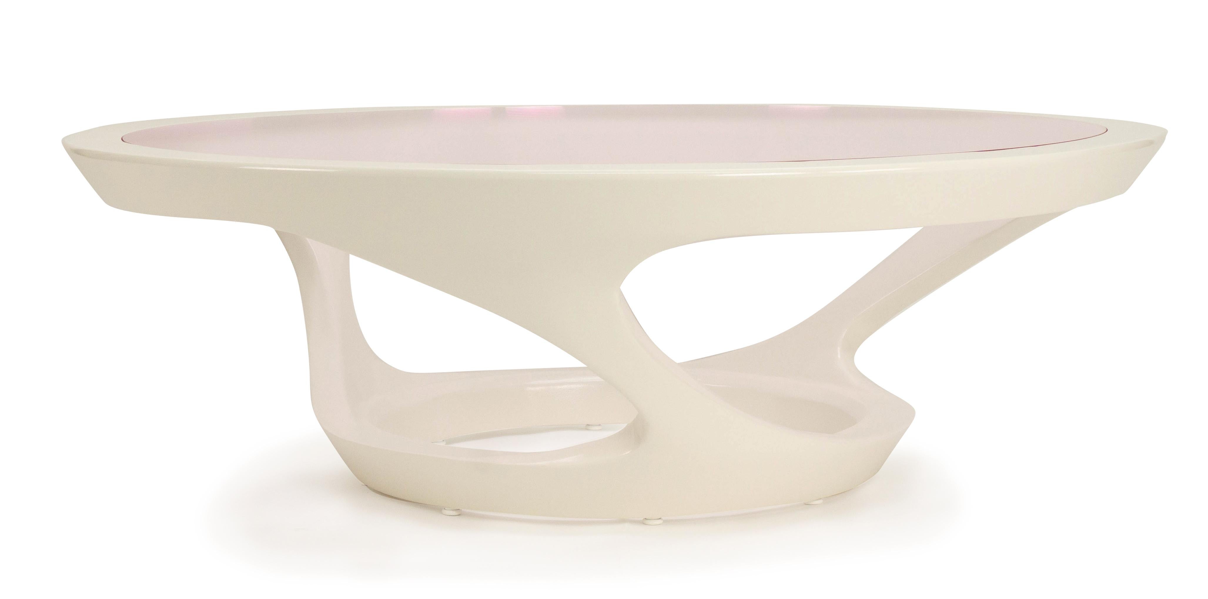 American Modern Round Lucite Lacquered Coffee Table For Sale