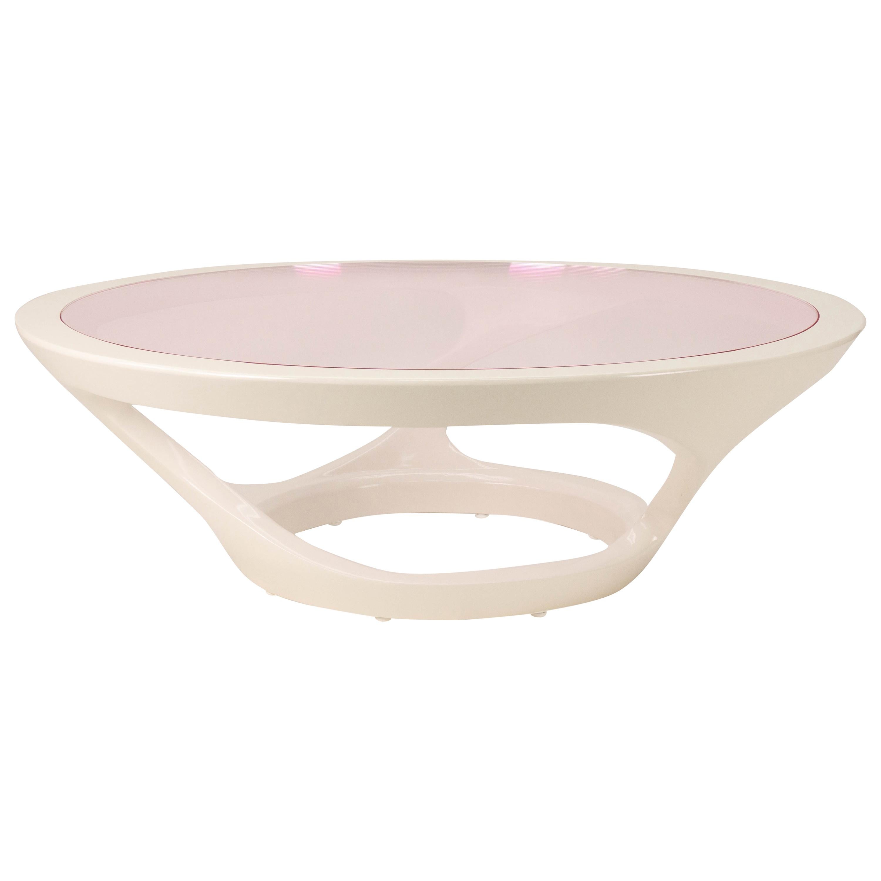 Modern Round Lucite Lacquered Coffee Table