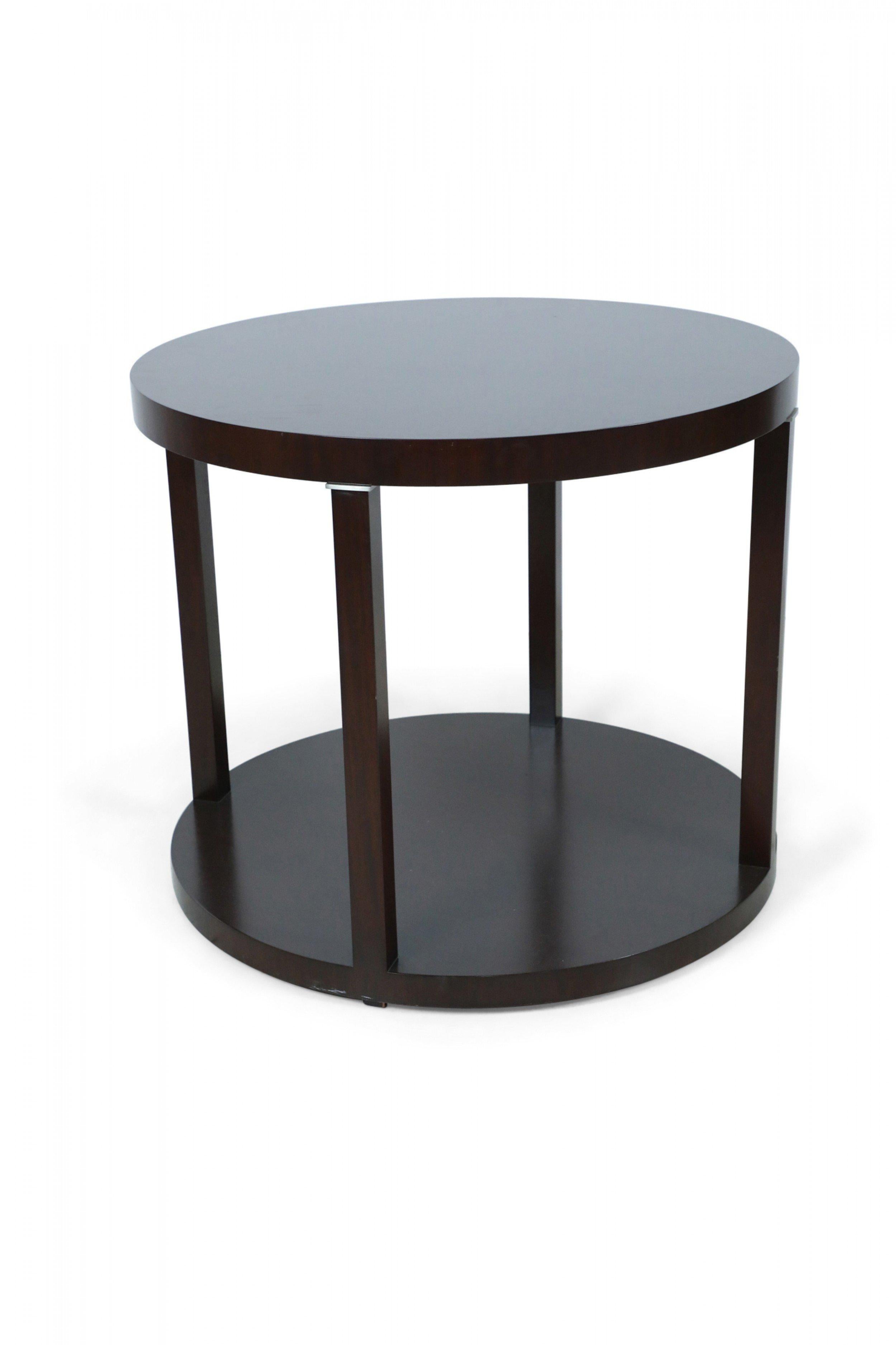 Modern Round Mahogany Center Table with Platform Base In Good Condition For Sale In New York, NY