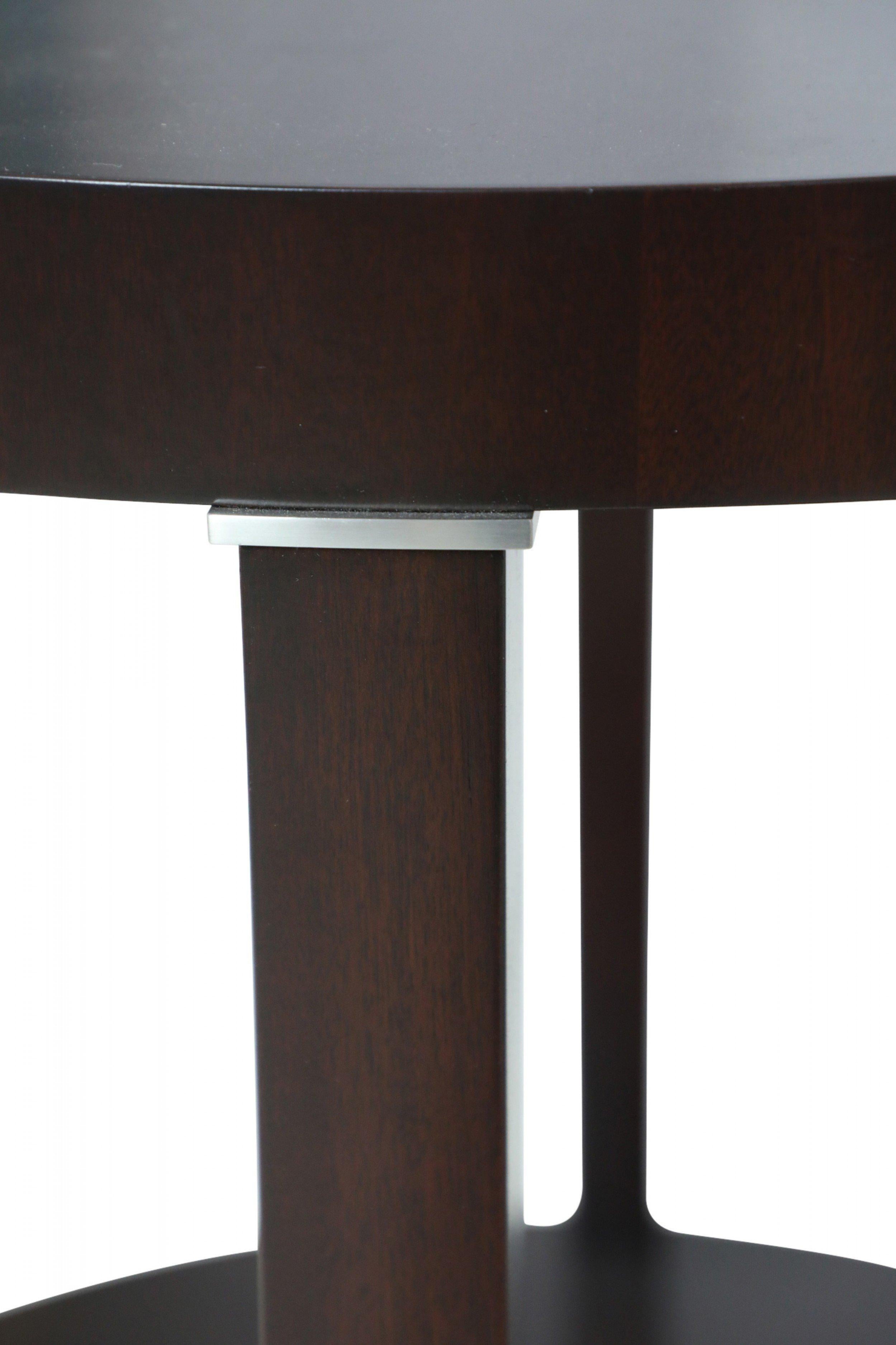 Modern Round Mahogany Center Table with Platform Base For Sale 1