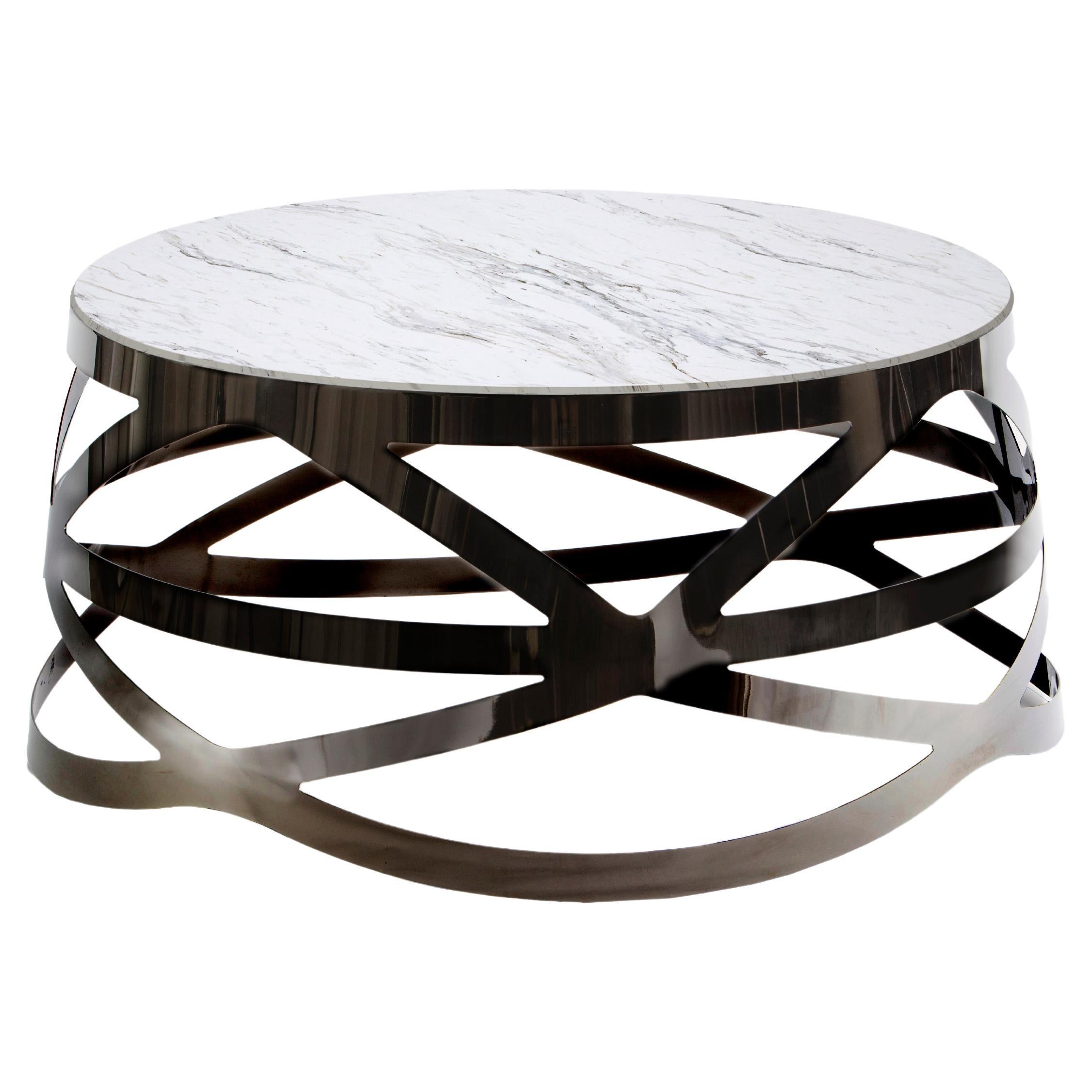 Modern Round Marble Coffee Table, Crown Royal For Sale