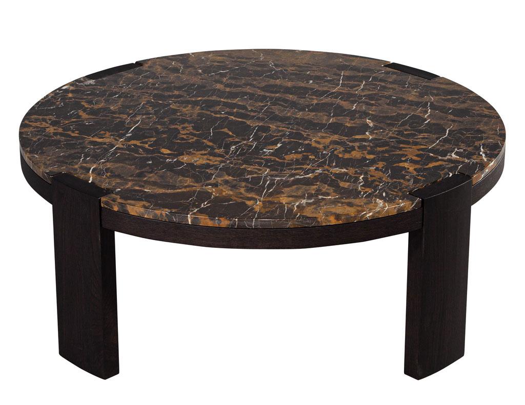 Contemporary Modern Round Marble Top Coffee Table