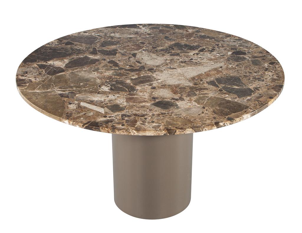 Modern Round Marble Top Dining Table with Column Pedestal 4