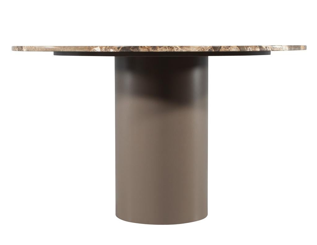 Late 20th Century Modern Round Marble Top Dining Table with Column Pedestal