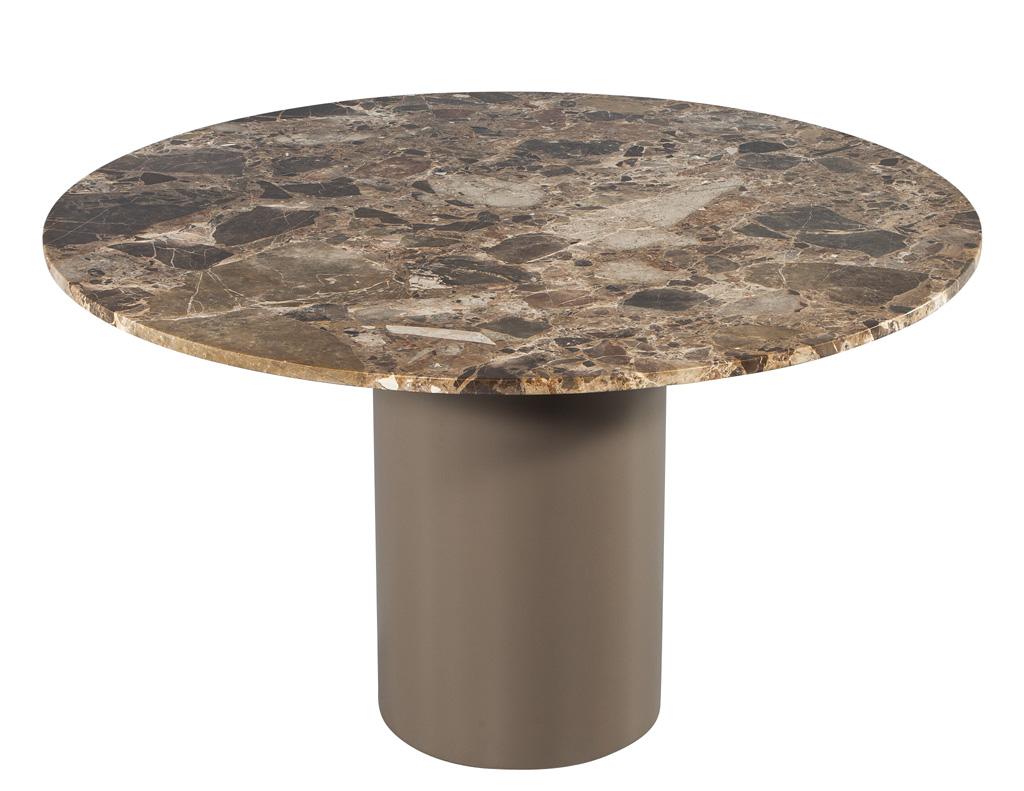 Modern Round Marble Top Dining Table with Column Pedestal 1