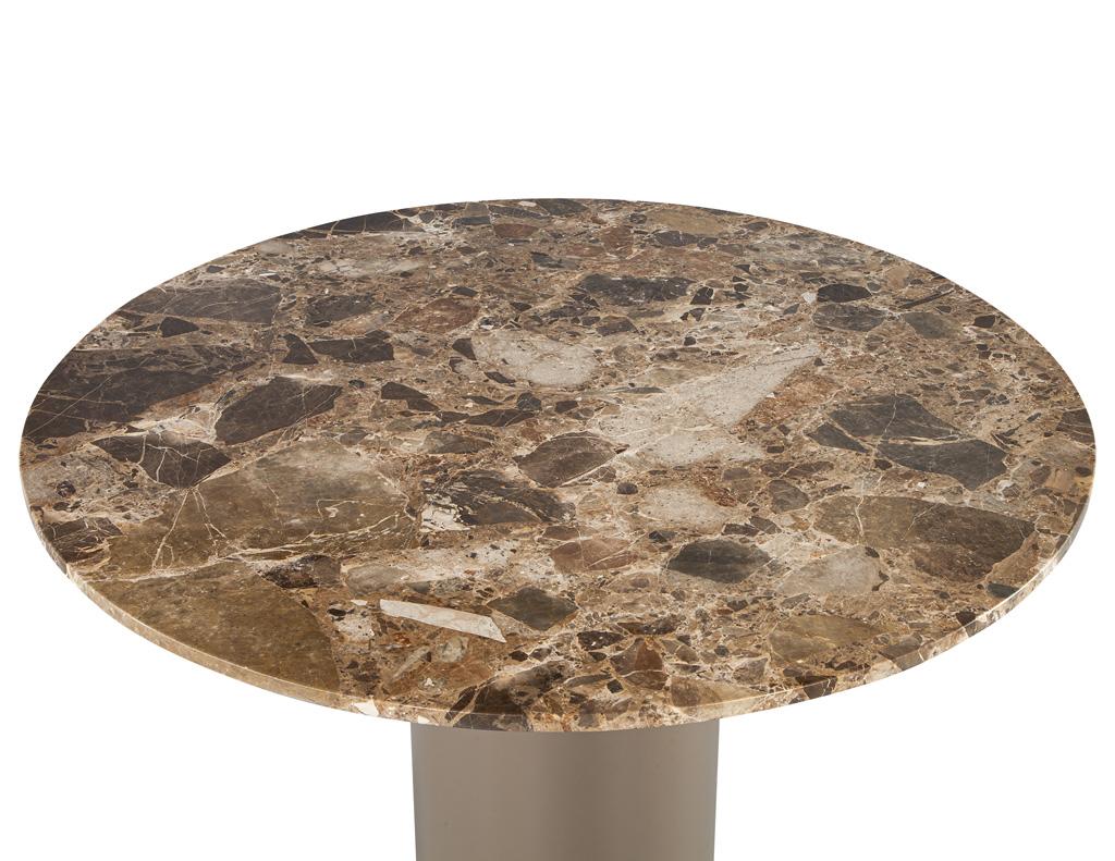 Modern Round Marble Top Dining Table with Column Pedestal 2