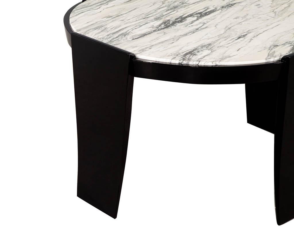 Contemporary Modern Round Marble Top Foyer Table For Sale