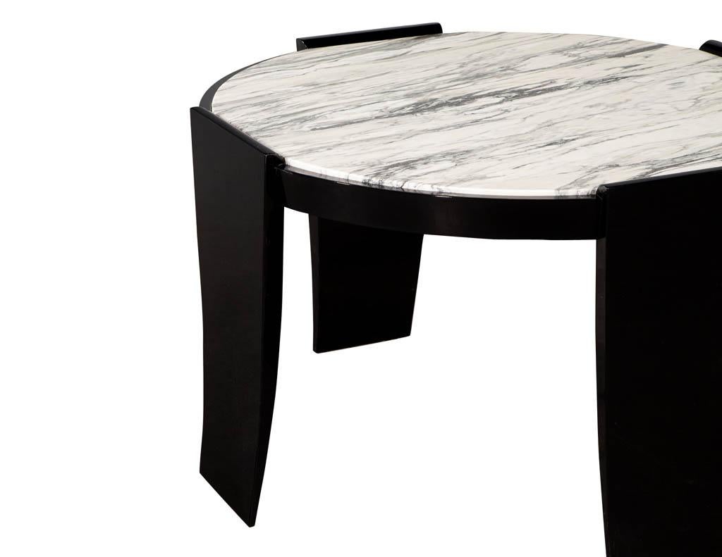 Wood Modern Round Marble Top Foyer Table For Sale