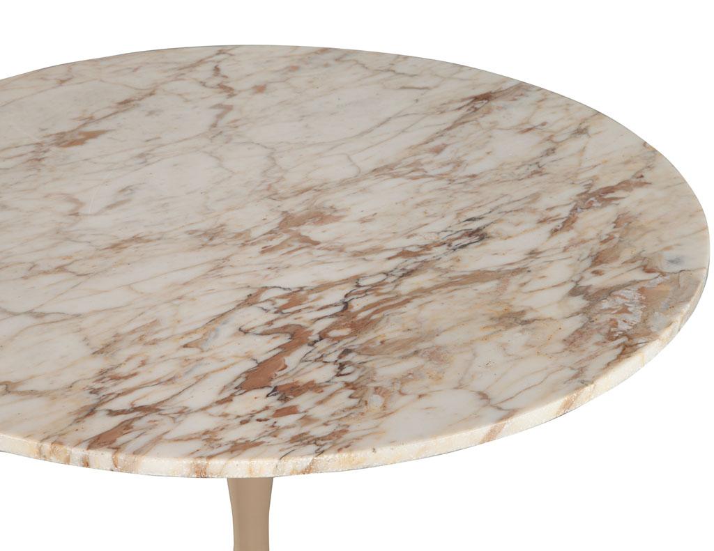 Metal Modern Round Marble Top Table in the Style of Eero Saarinen Pedestal Table