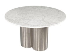 Modern Round Marble Top Table with Metal Pedestal