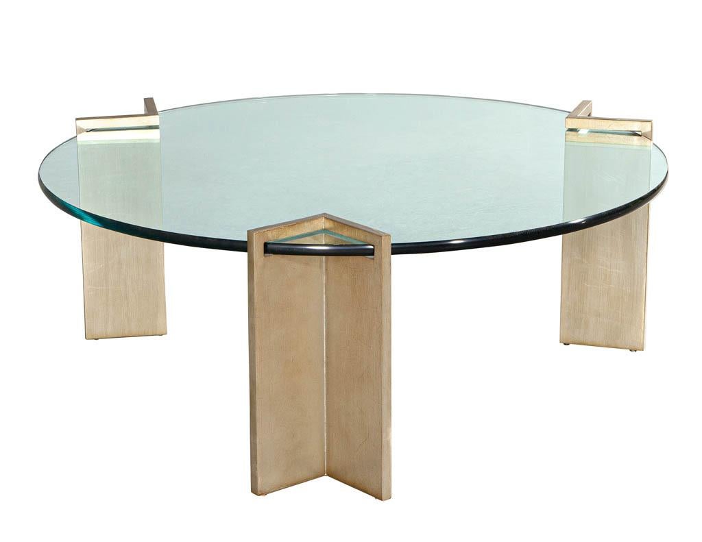 Modern Round Metal and Glass Coffee Table by Pace Collection For Sale 5
