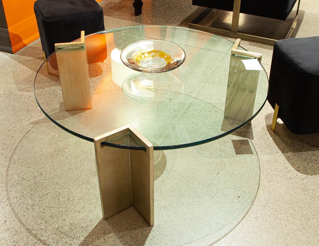 American Modern Round Metal and Glass Coffee Table by Pace Collection For Sale