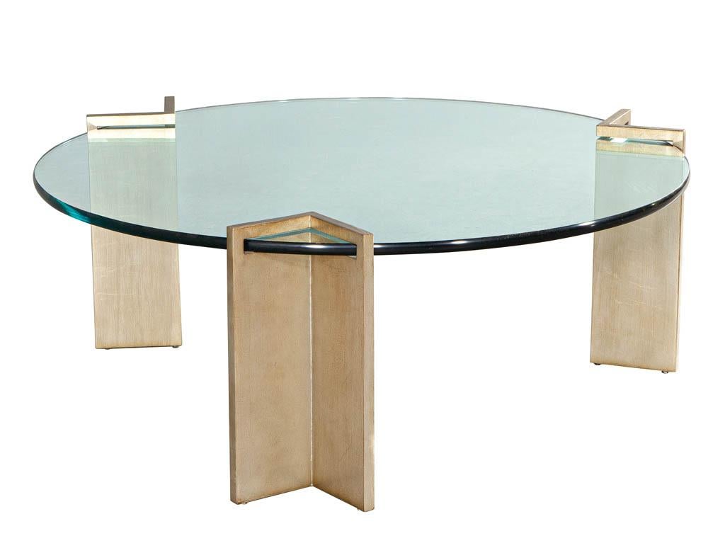 Mid-20th Century Modern Round Metal and Glass Coffee Table by Pace Collection For Sale