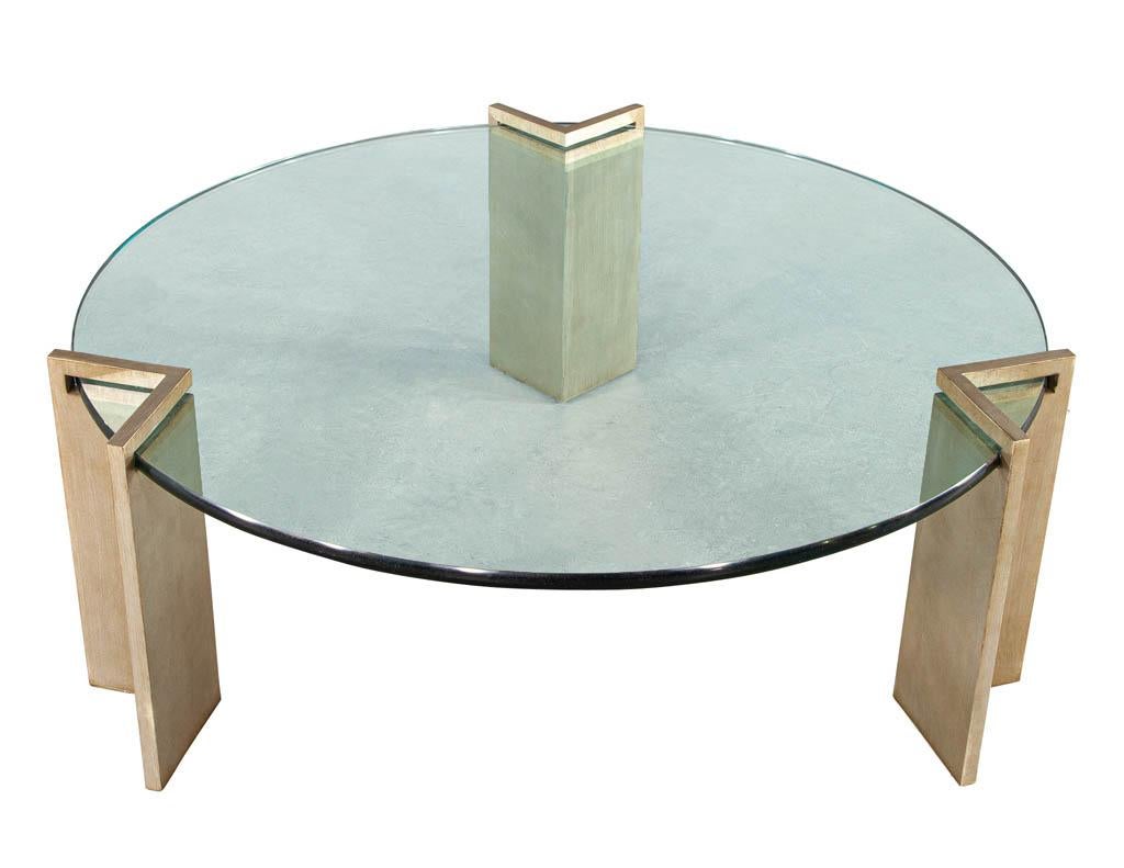 Modern Round Metal and Glass Coffee Table by Pace Collection For Sale 1