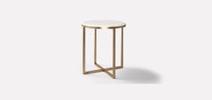 Modern Round Metal and Marble Side Table, Hope Royal